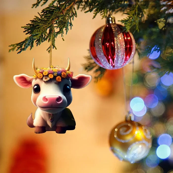 Moo-tiful Cartoon Cow Ornament