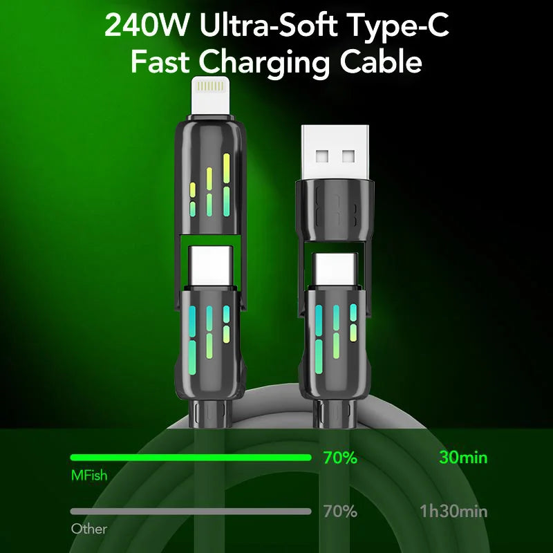 TurboCharge | 4-in-1 Ultra Fast Mfish 240W Cable