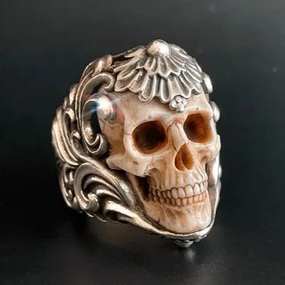 Enigmatic Antler Skull Blossom Ring