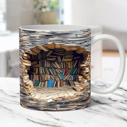 Wall-Incorporated 3D Bookshelves Mug