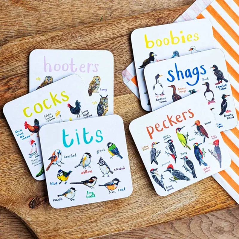 🐦Set of 6 Bird Pun Coasters