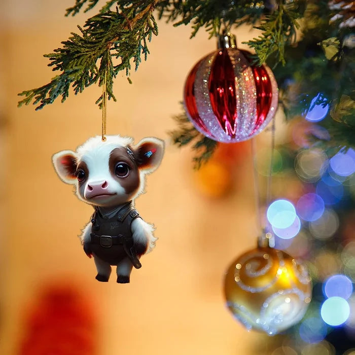 Moo-tiful Cartoon Cow Ornament