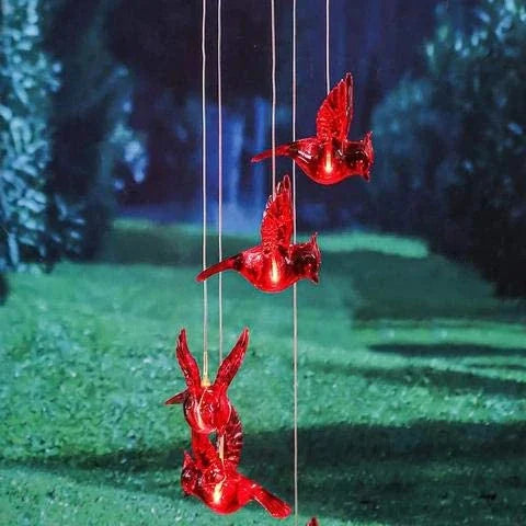 Sunlit Cardinal Bird Wind Chime