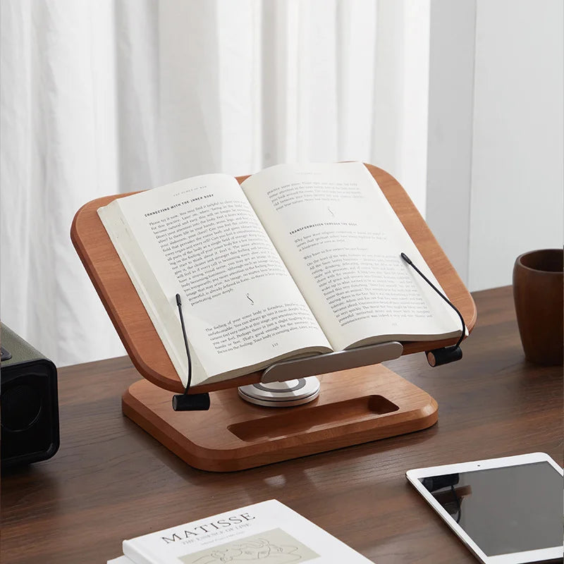 RotateLift™ Black Walnut Aluminum Alloy Book and Laptop Stand