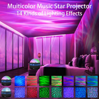 NorthernGlow OceanicWave 14-Light Display Soothing Music Projector