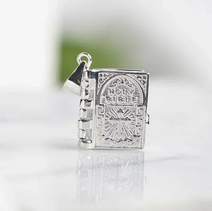 Sterling Silver Tiny Bible Necklace