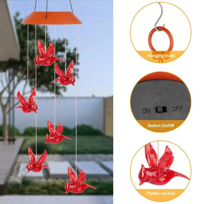 Sunlit Cardinal Bird Wind Chime