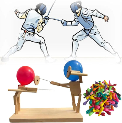 Handmade Balloon Heads Wooden Fighter Puppets