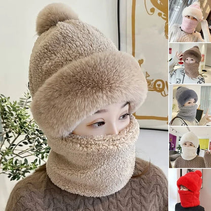 Windproof Fuzzy Beanie Scarf Hat