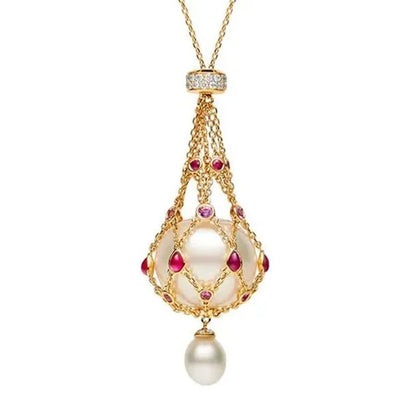 Gemstone Glam Adjustable Pearl Necklace