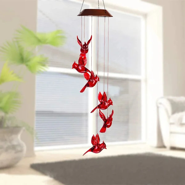 Sunlit Cardinal Bird Wind Chime