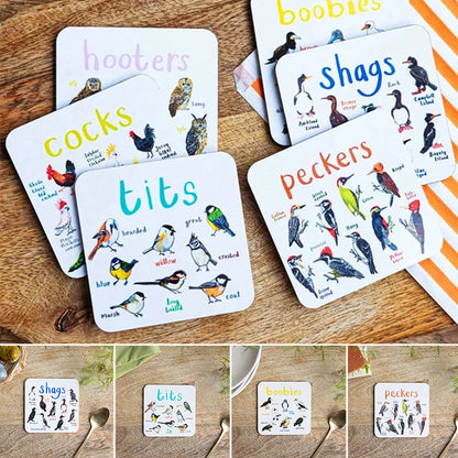 🐦Set of 6 Bird Pun Coasters