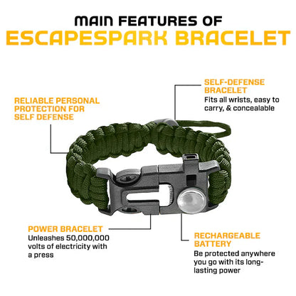 50M Spark SelfDefence Bracelet with Flashlight