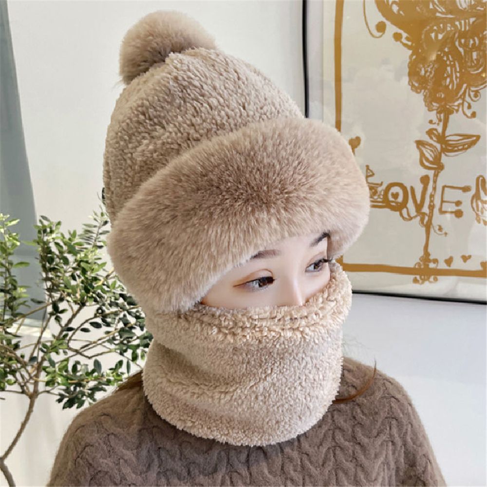 Windproof Fuzzy Beanie Scarf Hat