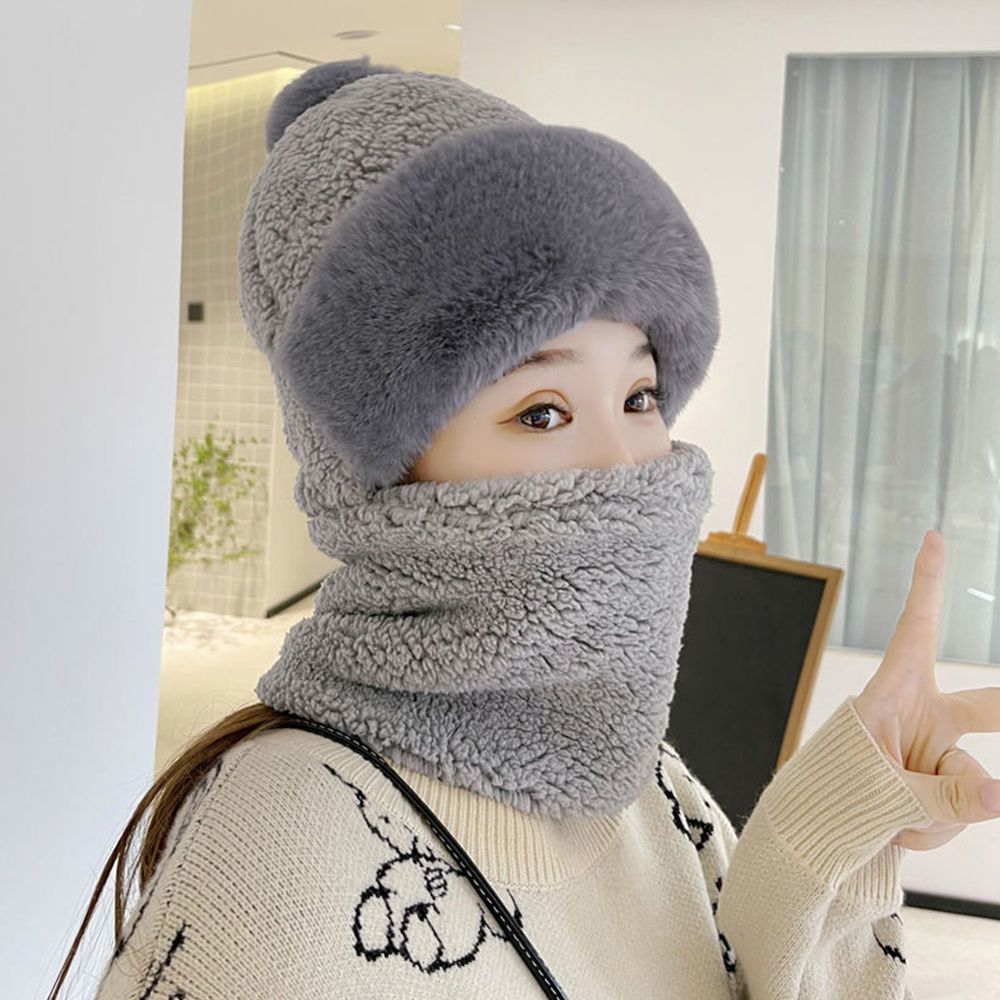 Windproof Fuzzy Beanie Scarf Hat