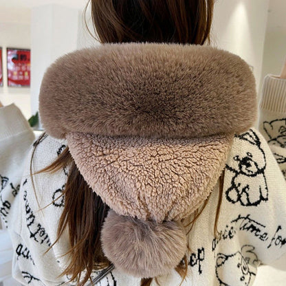 Windproof Fuzzy Beanie Scarf Hat