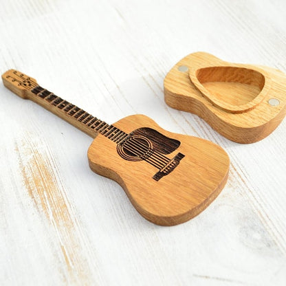 Wooden Guitar Pick Box With Stand