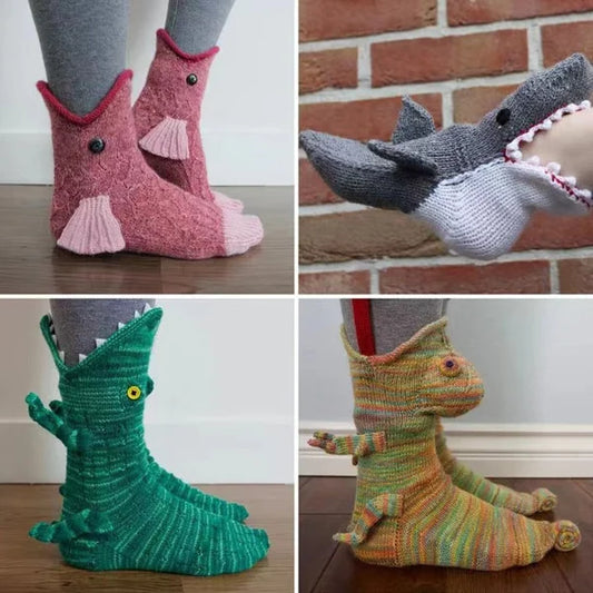 3D Knit Crocodile Socks