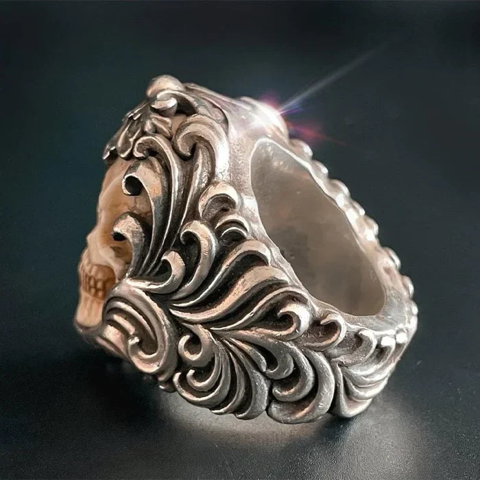 Enigmatic Antler Skull Blossom Ring