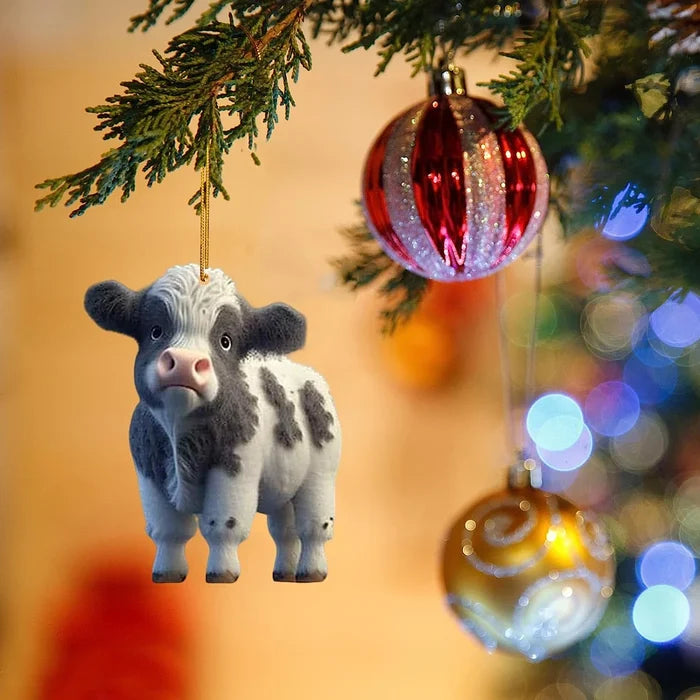 Moo-tiful Cartoon Cow Ornament