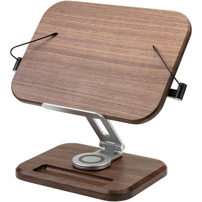 RotateLift™ Black Walnut Aluminum Alloy Book and Laptop Stand