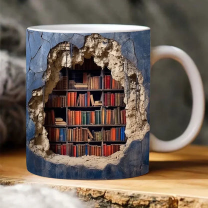 Wall-Incorporated 3D Bookshelves Mug