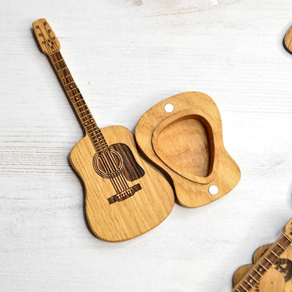 Wooden Guitar Pick Box With Stand