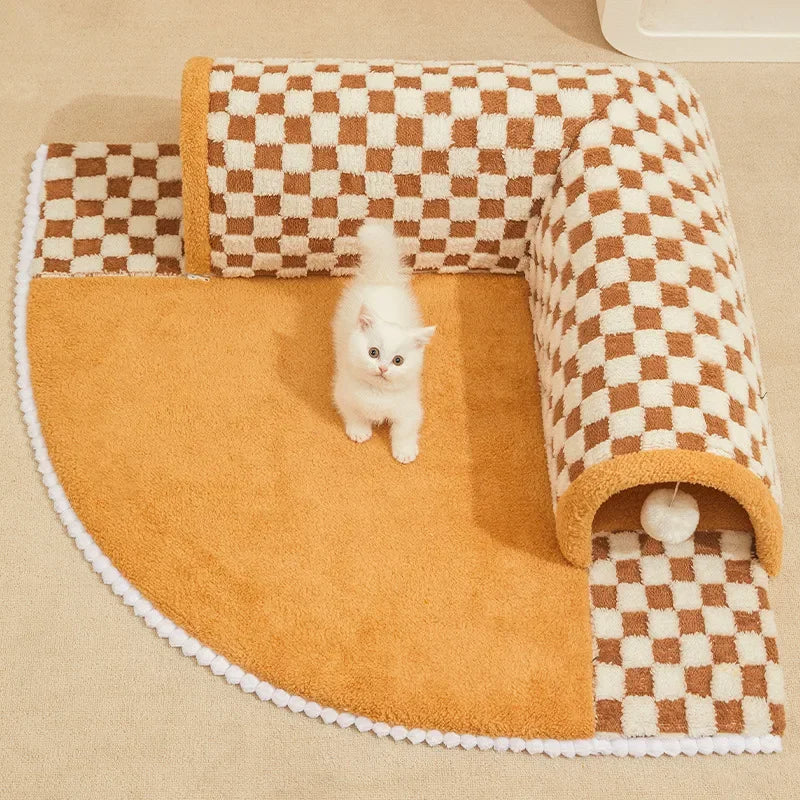 2 in 1 Cat Dog Plush Tunnel Bed Activity Toy