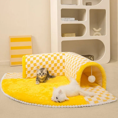 2 in 1 Cat Dog Plush Tunnel Bed Activity Toy