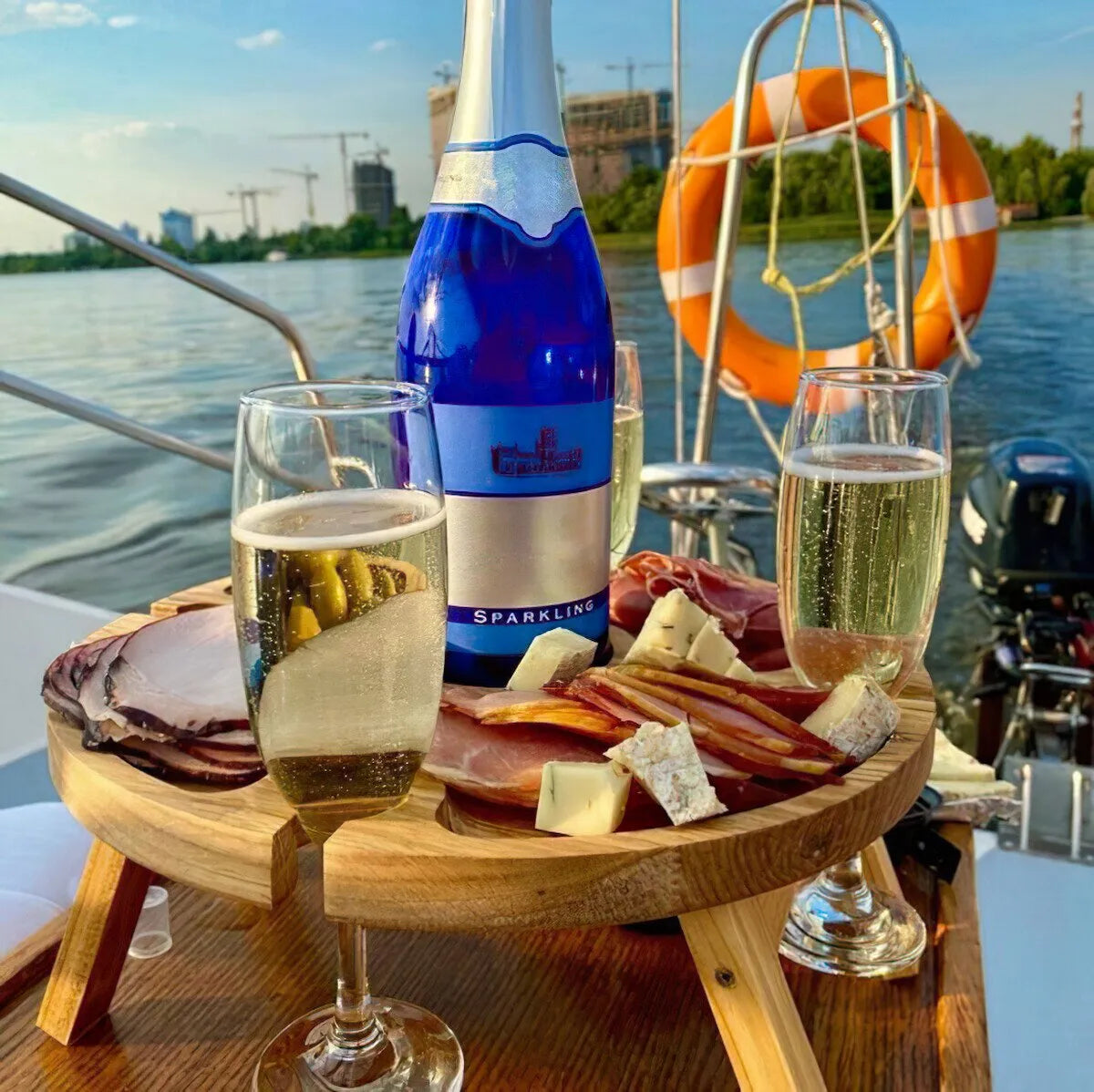 Wooden Outdoor Folding Picnic Table With Glass Holder