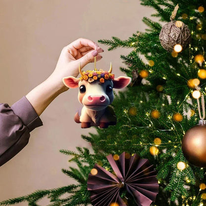 Moo-tiful Cartoon Cow Ornament