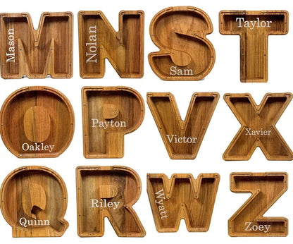 Wooden Custom Letter Piggy Bank For Kids