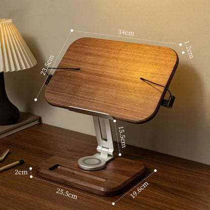 RotateLift™ Black Walnut Aluminum Alloy Book and Laptop Stand